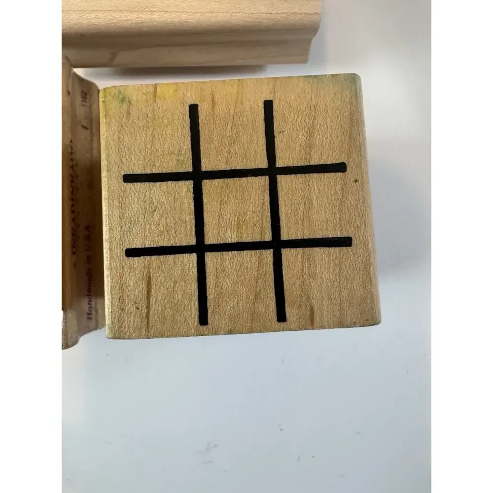 Lot Of 3 Tic Tac Toe Dice Queen Of Hearts Wood Mounted Rubber Stamp #6294